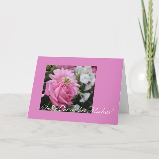 moederdag roze roze roos spaans kaart (Voorkant)
