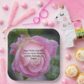 Moederdag Roze Roze Strappen Floral Foto Papieren Bordje (Feest)