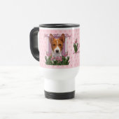 moederdag - Roze Tulips - Basenji Reisbeker (Voorkant links)