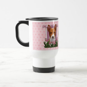 moederdag - Roze Tulips - Basenji Reisbeker