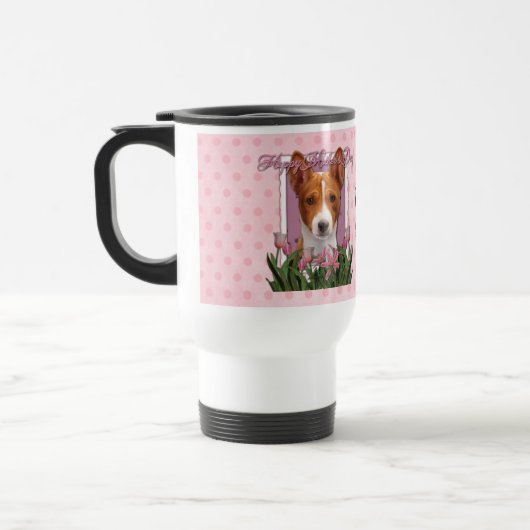 moederdag - Roze Tulips - Basenji Reisbeker (Links)