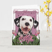 Moederdag - Roze Tulips - Dalmatiaans Kaart (Gele Bloem)