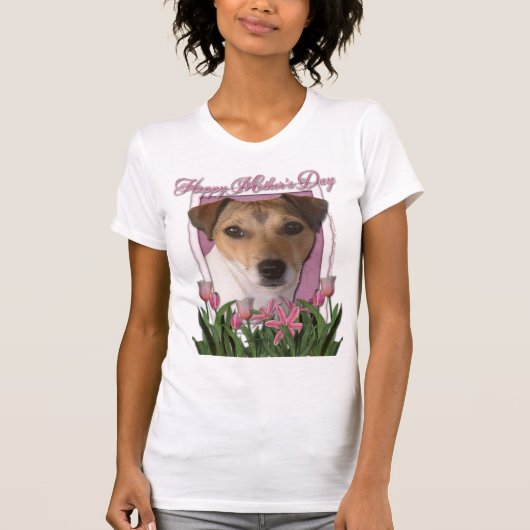 moederdag - Roze Tulips - Jack Russell T-shirt (Voorkant)