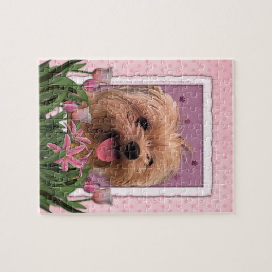 moederdag - Roze Tulips - Morkie - Lacey Legpuzzel (Horizontaal)