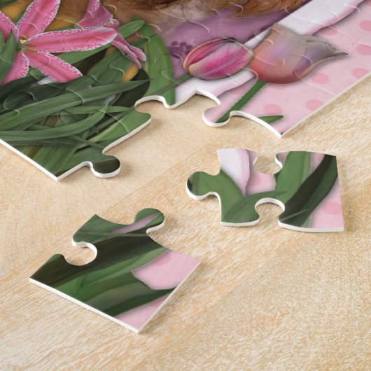 moederdag - Roze Tulips - Morkie - Lacey Legpuzzel (Zijkant)