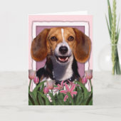 Moederdag - Roze Tulpen - Beagle Kaart (Voorkant)