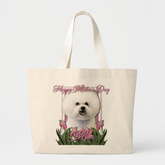 moederdag - Roze Tulpen - Bichon Frise Grote Tote Bag (Voorkant)