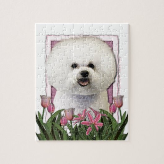 moederdag - Roze Tulpen - Bichon Frise Legpuzzel (Verticaal)