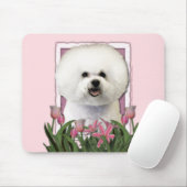 moederdag - Roze Tulpen - Bichon Frise Muismat (Met muis)