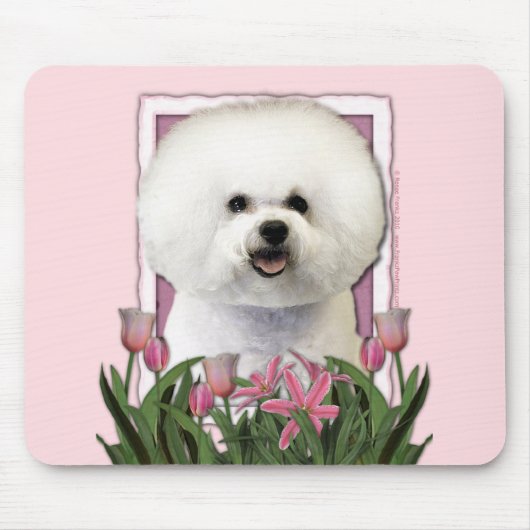 moederdag - Roze Tulpen - Bichon Frise Muismat (Voorkant)