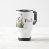 moederdag - Roze Tulpen - Bichon Frise Reisbeker (Voorkant rechts)