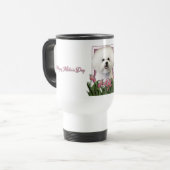 moederdag - Roze Tulpen - Bichon Frise Reisbeker (Voorkant links)
