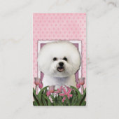 moederdag - Roze Tulpen - Bichon Frise Visitekaartje (Achterkant)