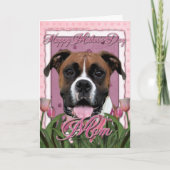 Moederdag - Roze Tulpen - Bokser - Vindy Kaart (Voorkant)