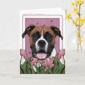 Moederdag - Roze Tulpen - Bokser - Vindy Kaart (Gele Bloem)