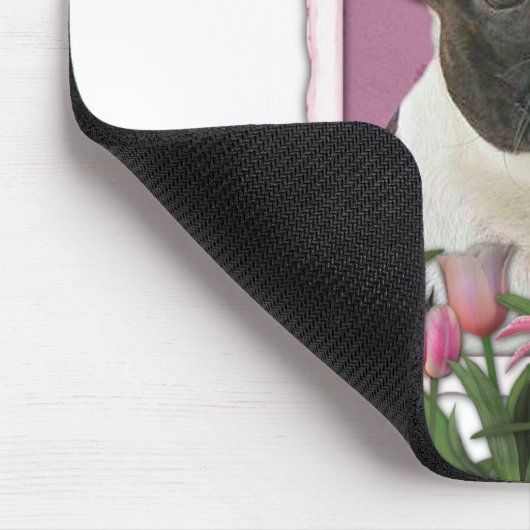 moederdag - Roze Tulpen - Boston Terrier Muismat (Hoek)