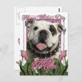 Moederdag - Roze Tulpen - Bulldog Briefkaart (Voorkant / Achterkant)