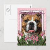 Moederdag - Roze Tulpen - Bulldog Briefkaart (Voorkant / Achterkant)