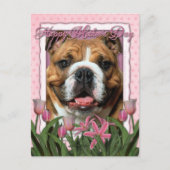 Moederdag - Roze Tulpen - Bulldog Briefkaart (Voorkant)