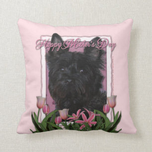 Moederdag - Roze Tulpen - Cairn Terrier - Rosco Kussen