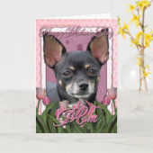 Moederdag - Roze Tulpen - Chihuahua - Isabella Kaart (Gele Bloem)