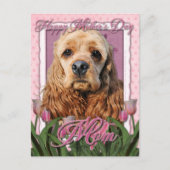 Moederdag - Roze Tulpen - Cocker Spaniel Briefkaart (Voorkant)
