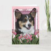 Moederdag - Roze Tulpen - Corgi Kaart (Voorkant)