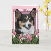 Moederdag - Roze Tulpen - Corgi Kaart (Gele Bloem)
