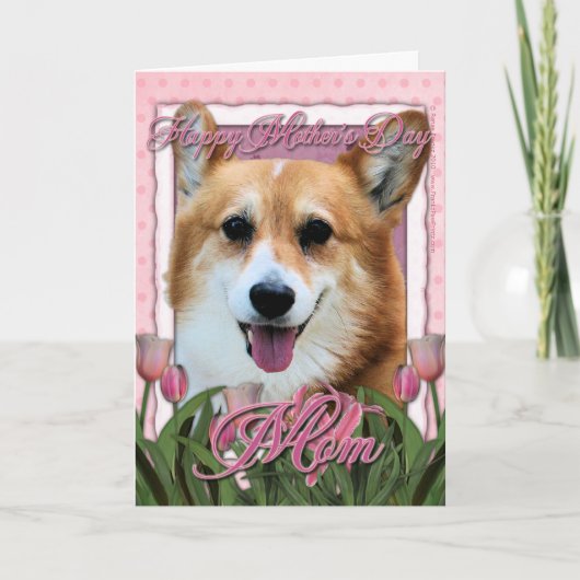 Moederdag - Roze Tulpen - Corgi - Owen Kaart (Voorkant)