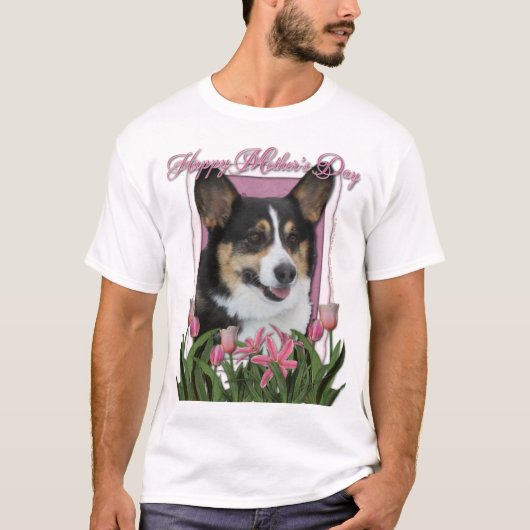 moederdag - Roze Tulpen - Corgi T-shirt (Voorkant)