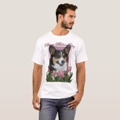 moederdag - Roze Tulpen - Corgi T-shirt (Voorkant volledig)