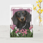 Moederdag - Roze Tulpen - Dachshund - Winston Kaart (Gele Bloem)