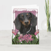 Moederdag - Roze Tulpen - Dachshund - Winston Kaart (Voorkant)