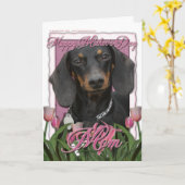 Moederdag - Roze Tulpen - Dachshund - Winston Kaart (Gele Bloem)