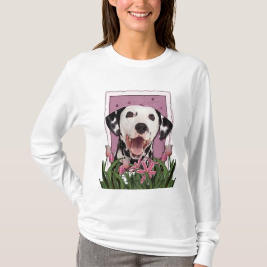 moederdag - Roze Tulpen - Dalmatiaans T-shirt (Voorkant)