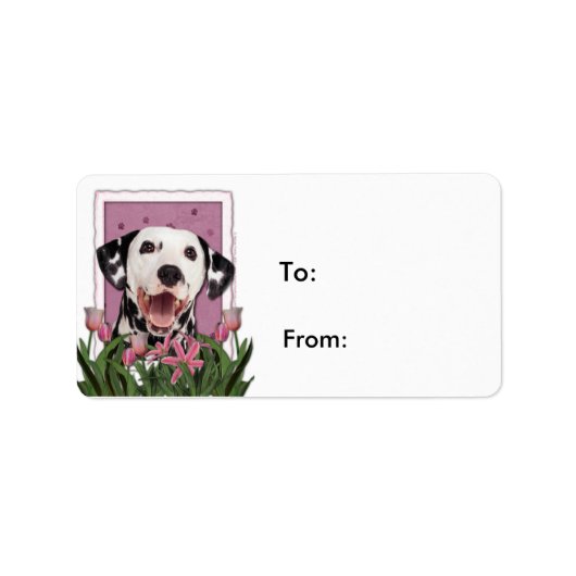 Moederdag - Roze Tulpen - Dalmatisch Etiket (Voorkant)