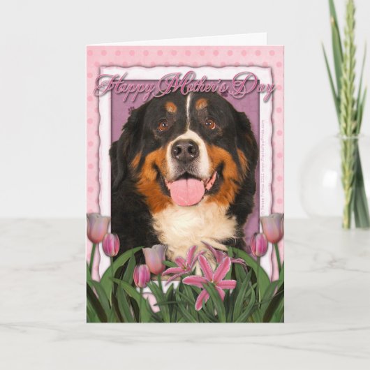 Moederdag - Roze Tulpen - de Hond van de Berg Kaart (Voorkant)