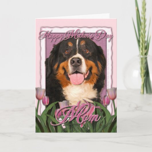 Moederdag - Roze Tulpen - de Hond van de Berg Kaart (Voorkant)