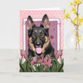 Moederdag - Roze Tulpen - Duitse Herder - Kuno Kaart (Gele Bloem)