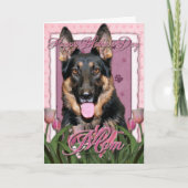 Moederdag - Roze Tulpen - Duitse Herder - Kuno Kaart (Voorkant)