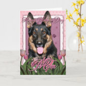 Moederdag - Roze Tulpen - Duitse Herder - Kuno Kaart (Gele Bloem)