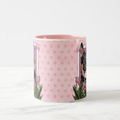 moederdag - Roze Tulpen - Duitse herder - Kuno Tweekleurige Koffiemok (Center)