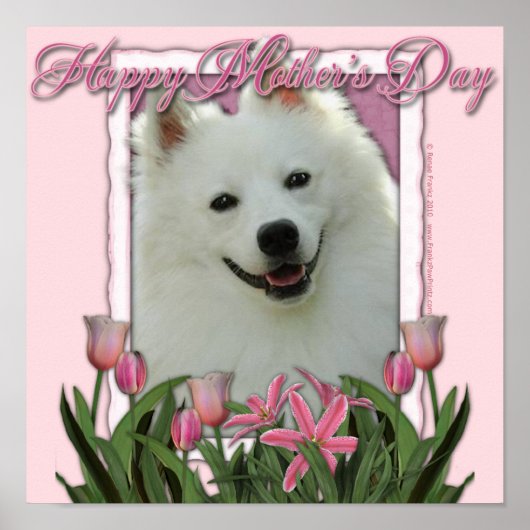 Moederdag - Roze Tulpen - Duitse herder Poster (Voorkant)