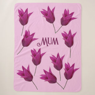 Moederdag roze tulpen floral stijlvol sherpa deken