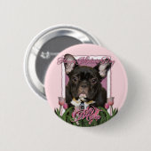 moederdag - Roze Tulpen - Fransen - Blauwgroen Ronde Button 5,7 Cm (Voorkant /achterkant)