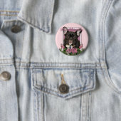 moederdag - Roze Tulpen - Fransen - Blauwgroen Ronde Button 5,7 Cm (In situ)