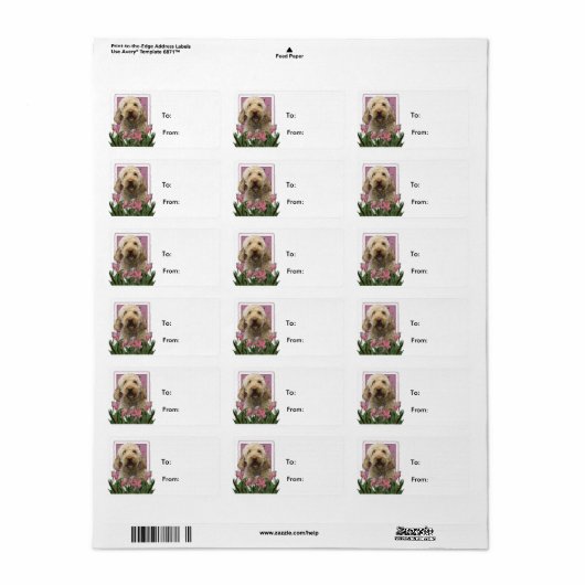Moederdag - Roze Tulpen - GoldenDoodle Etiket (Full Sheet)