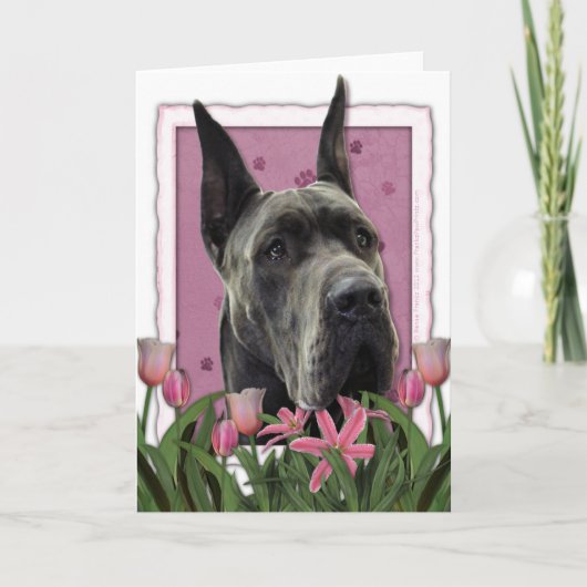 Moederdag - Roze Tulpen - Great dane - Grijs Kaart (Voorkant)