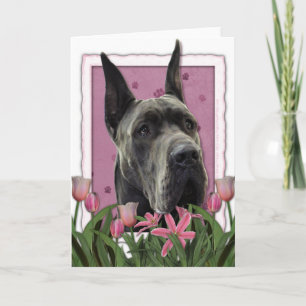 Moederdag - Roze Tulpen - Great dane - Grijs Kaart