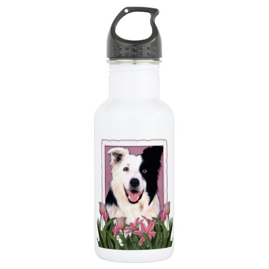 moederdag - Roze Tulpen - Grensligheid Waterfles (Voorkant)